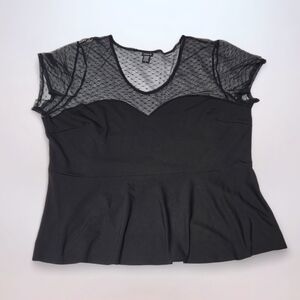 Torrid Black Mesh Peplum Blouse